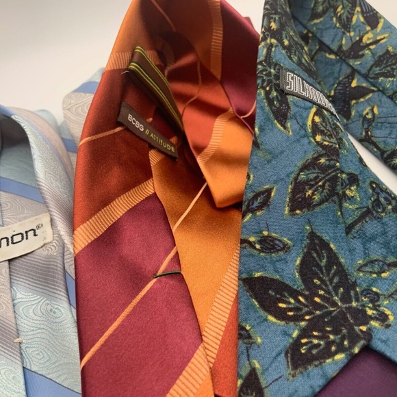 Set of Three Striped Floral Unique Men's Ties - Picture 4 of 6